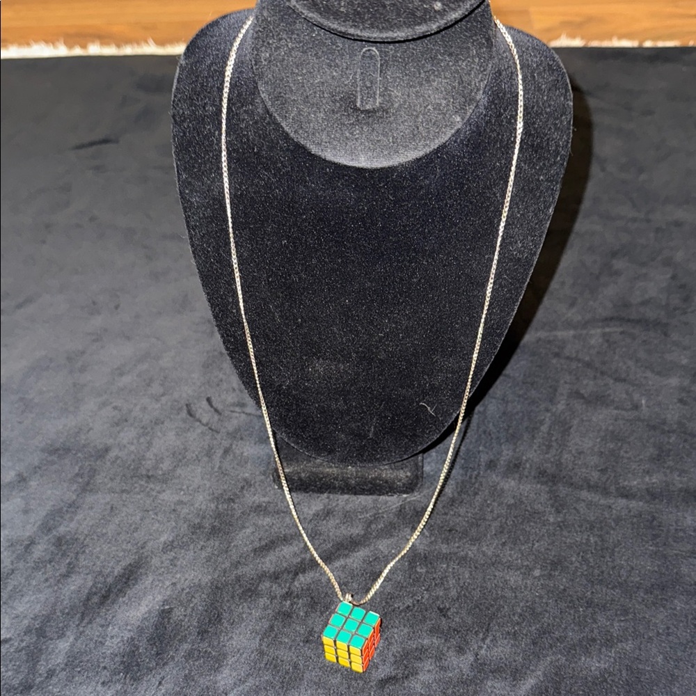 15” vintage 80s mini rubix cube Colorful Pendant Necklace